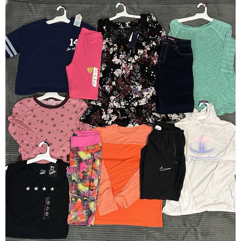 Huge Lot Girls Size 14 16 Clothes NEW &EC Winter XL Dress Nike Champion Pants